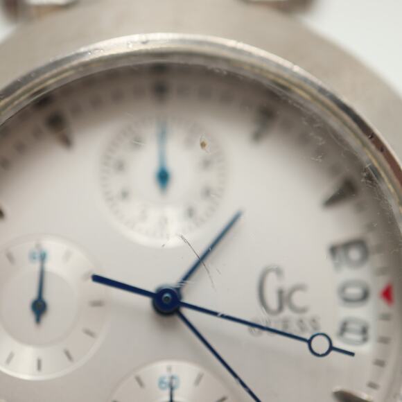 Guess Collection GC Silver Tone 1/10th Sec Chronograph 38mm Watch w New Battery - Picture 9 of 16